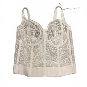 Vintage Corset Top White Lace Size 36 D